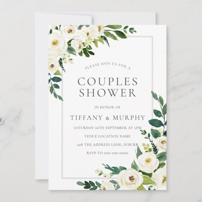 Invitation Magnifique Floral Merveilleux Élégant Shower de Co (Devant)