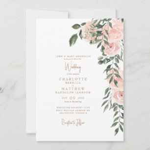 Invitation Magnifique floral rose gold texturé mariage blanc