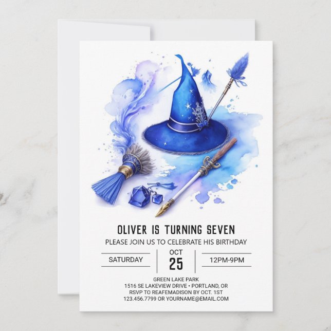 Invitation Magnifique Jour d'anniversaire de la sorcellerie n (Devant)