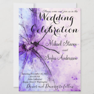 Invitation Magnifique Lavande Purple Aquarelle Papillon En
