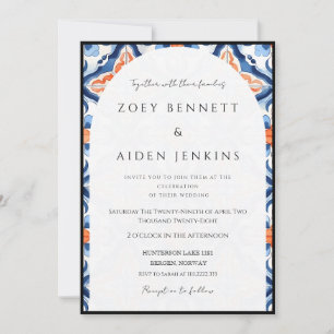 Invitation Magnifique mariage bleu clair et rouge