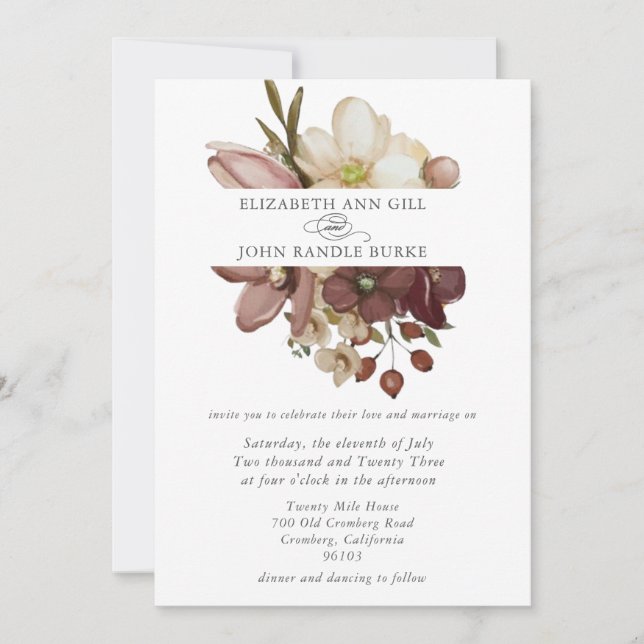 Invitation Magnifique mariage bohème rose et neutre  (Devant)