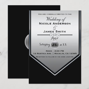 Invitation Magnifique mariage classe noir et argenté