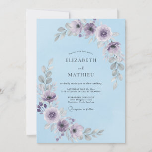 Invitation Magnifique Mariage d'Hiver Bleu Ciel