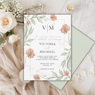 Invitation Magnifique mariage floral élégant avec verdure