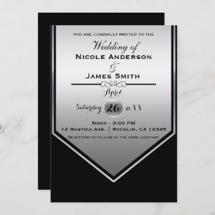 Invitation Magnifique Mariage noir et argent