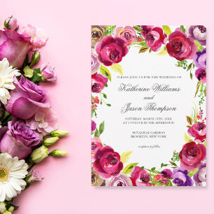 Invitation Magnifique mariage printanier chic aux fleurs rose