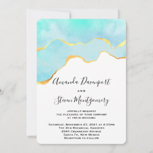 Invitation Magnifique mariage tropical vert avec bordure doré