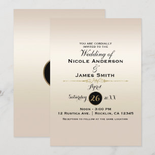 Invitation Magnifique perle dorée scintillante et brillante m