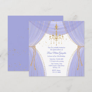 Invitation Magnifique Quinceañera bleu et or Régence