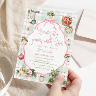 Invitation Magnifiquement Cultivé Avec Amour Fille Baby showe