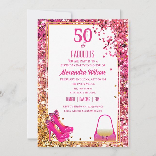 Invitation Magnifiques chaussures à talons hauts pour 50ème a (Devant)