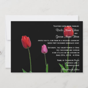 Invitation Magnifiques fleurs de tulipes rouges et violettes 