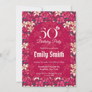 Invitation Magnifiques lis thème adulte anniversaire