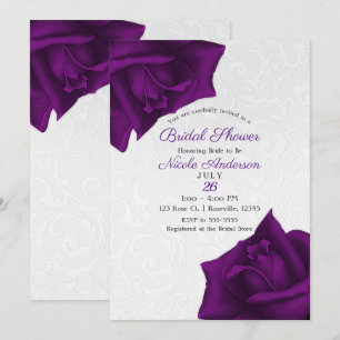 Invitation Magnifiques Roses Violettes à Texture Blanche pour