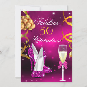 Invitation Magnifiques talons dorés rose Champagne Fabulous 5