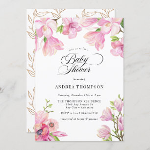 Invitation Magnolia   Baby shower floral rose
