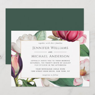 Invitation Magnolia Coloré Fleur Élégant Mariage Floral