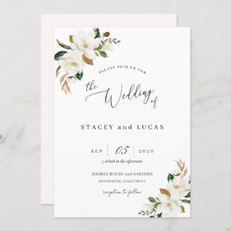 Invitation Magnolia Floral Aquarelle