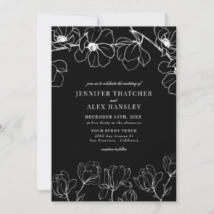 Invitation Magnolia   Moderne Élégant simple Mariage floral