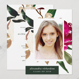 Invitation Magnolia peint Photo Graduation Party