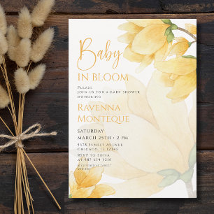 Invitation Magnolia Prépa Jaune Bébé en Fleur Baby Shower