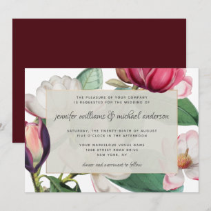 Invitation Magnolia Romantique Fleurit Élégant Floral