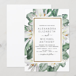 Invitation Magnolia Tropical Verdure Palm Floral Mariage Inv