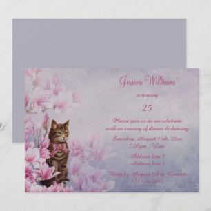 Invitation Magnolia Vintage Romantique et Anniversaire de Cha