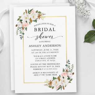 Invitation Magnolias Aquarelle Roses Roses Fête de Mariage