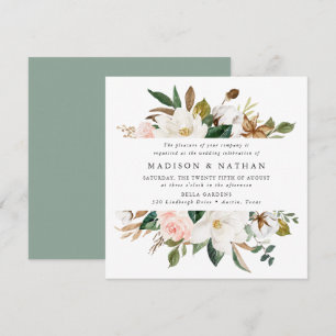Invitation Magnolias aquarelles   Mariage floral