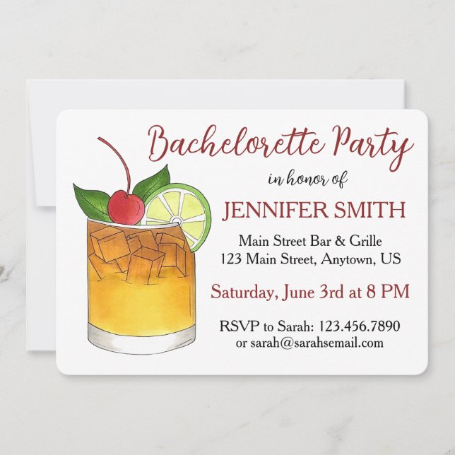 Invitation Mai Tai Hawaiian Cocktail Bachelorette Party Luau (Devant)