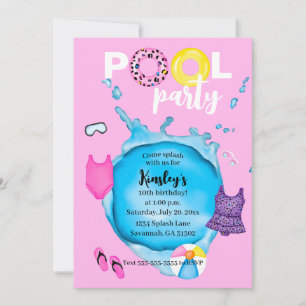 Invitation Maillot de bain léopard pour fête d'anniversaire a