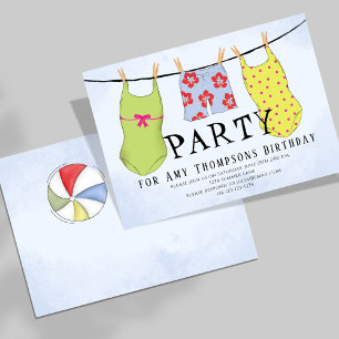 Invitation Maillots de bain mignons pour anniversaire de fête