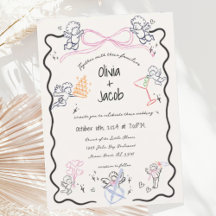 Main amusante tirée Cupid Bow Scribble Wavy Mariag