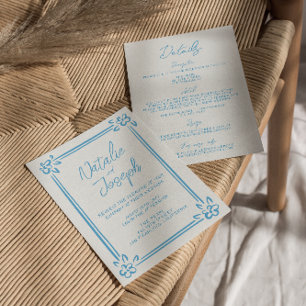 Invitation Main Bleue Méditerranéenne Tout En Un Mariage