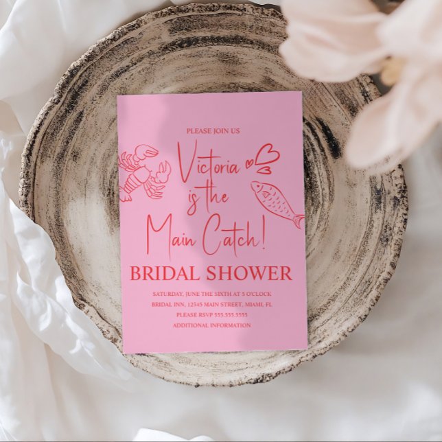 Invitation Main Catch Lobster Doodles Bridal Shower (Créateur téléchargé)