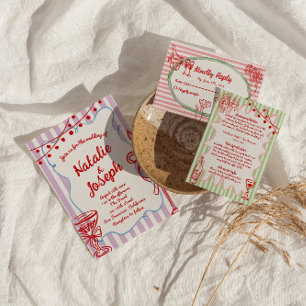 Invitation Main colorée rétro dessinée Mariage original écrit