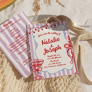 Invitation Main colorée Rétro Tirée Tout En Un Mariage Amusan