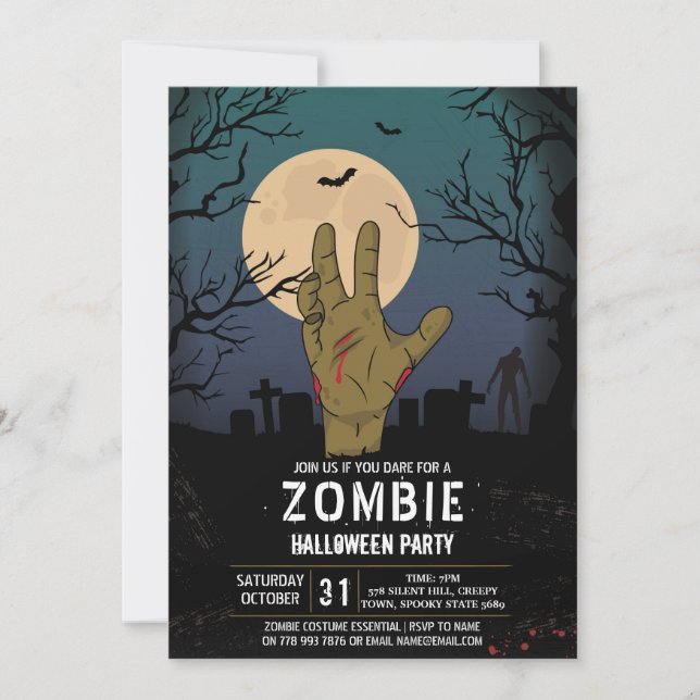 Invitation Main de cimetière d'apocalypse de partie de (Devant)