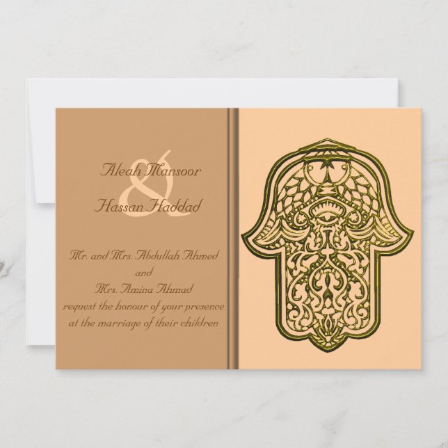 Invitation Main de henné de Hamsa (or) (Mariage) (Devant)