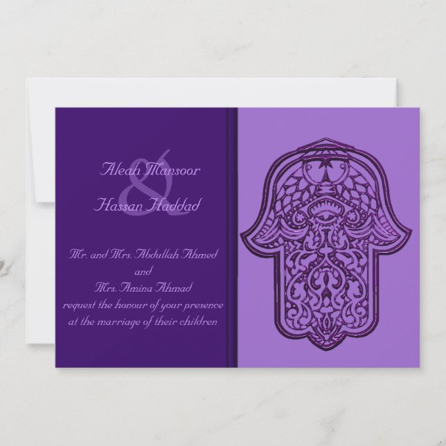Invitation Main de henné de Hamsa (violet) (Mariage) (Devant)