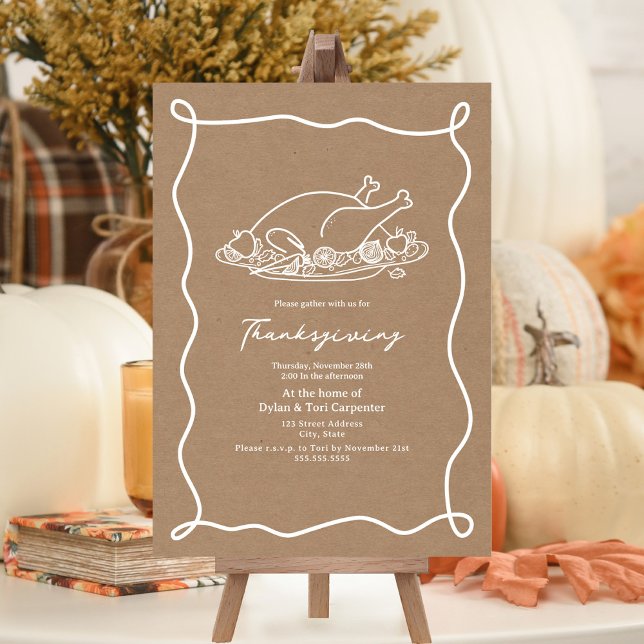 Invitation Main de Thanksgiving tirée Turquie (Créateur téléchargé)