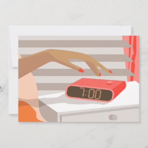 Invitation Main des femmes poussant le bouton snooze du révei