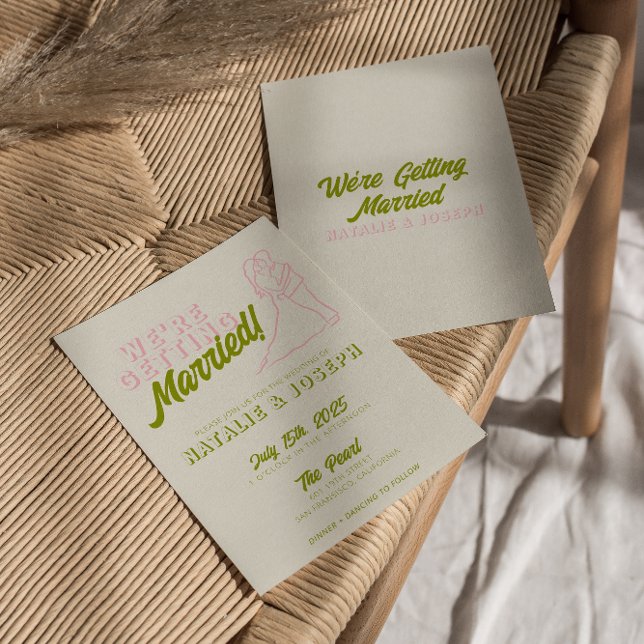 Invitation Main dessinée coloré Retro Fun Funky Mariage (Créateur téléchargé)