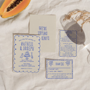 Invitation Main dessinée Scribble Écrit Quirky Retro Mariage