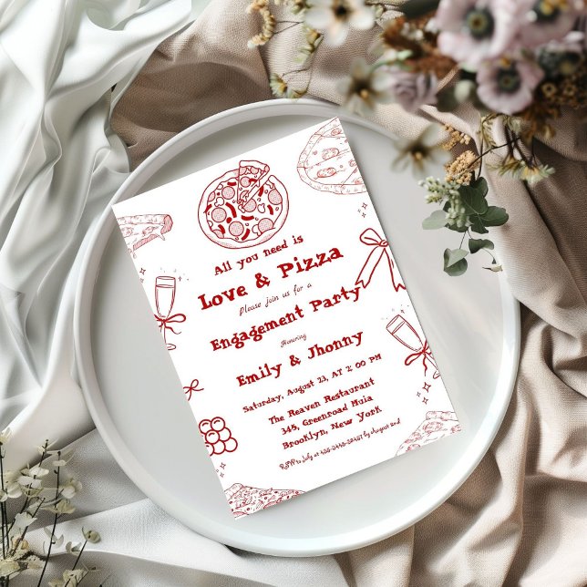 Invitation Main Drag is love & Pizza Engagement Party (Créateur téléchargé)