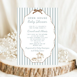 Invitation Main Drawn Bonjour Bebe Open House Boy Baby shower