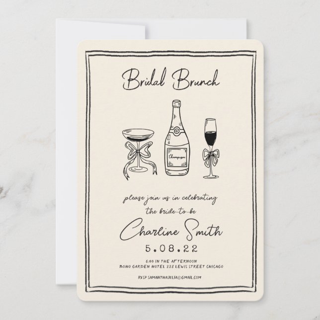 Invitation Main Drawn Funky Handwriting Bridal Brunch (Devant)