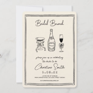 Invitation Main Drawn Funky Handwriting Bridal Brunch